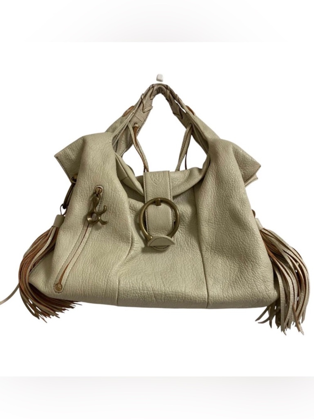 Toff and Loadstone cream leather fringe tassels bag handbag